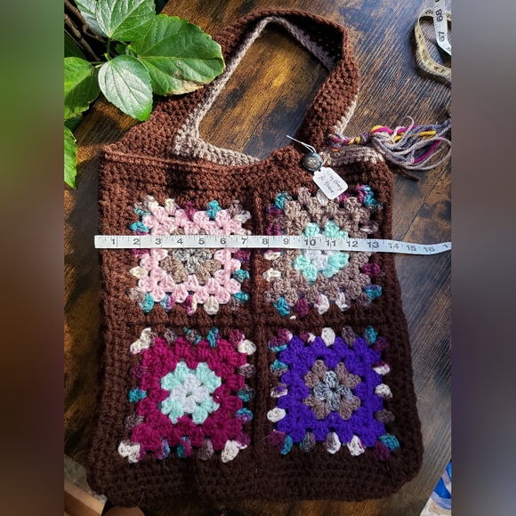 NWT* Handmade Granny Square bag/ library bag, purse, satchel - Picture 3 of 7